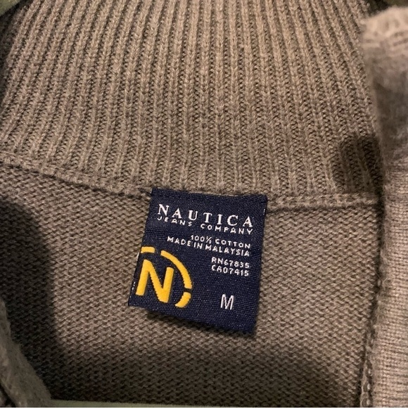 Nautical Jeans olive half-zip sweater, size M - Picture 2 of 4